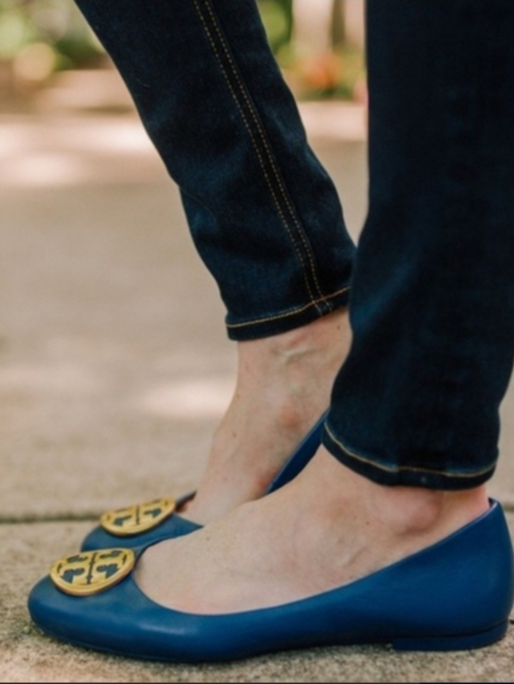 Tory Burch Blue Benton Ballet Flats with Gold Accent Size 9.5